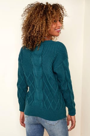 Strickpullover mit Zopfmuster Weinrot S/M h5 Bild6